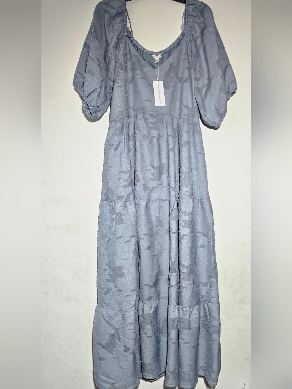 Baltic Born Soft Blue Textured Tiered Midi Dress